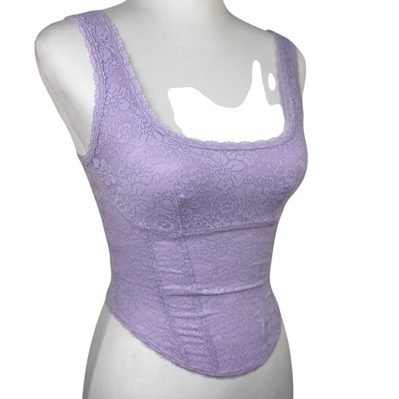 NWT PiNK Victoria’s Secret The Cinched Corset Lavender Lace Bralette Tank Top - Picture 7 of 12